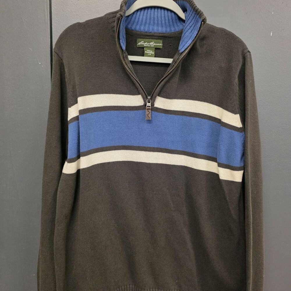 Eddie Bauer Men's Large Black and Blue Sweatshirt 081
